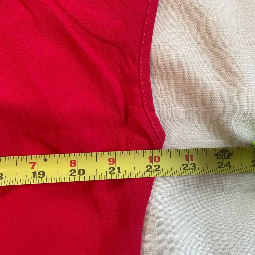 B Curated Red Pleated Neck Blouse with Metal Bar Detail XL Luxury Classic Chic - Picture 6 of 7